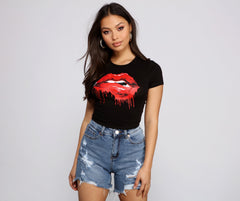 Pucker Up Painted Lips Graphic Tee