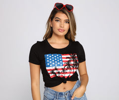 Americana T-Shirt mit Knoten vorne und Grafik