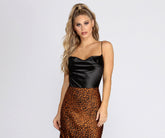 Satin-Bodysuit mit Wasserfallausschnitt