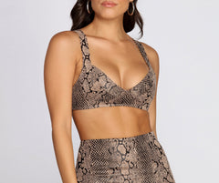 Statement-Bustier-Crop-Top mit Schlangenmuster