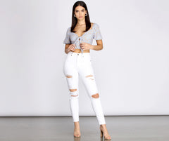 Top corto con mangas abullonadas Spring Affair