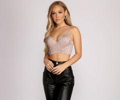 Glamour-Kurzbustier mit Pailletten und Heat Stone