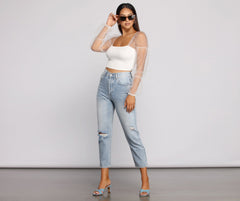 Auffälliges, gesmoktes Crop-Top mit Puffärmeln