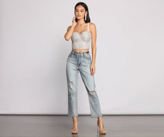 Bling It On Rhinestone Cropped Bustier