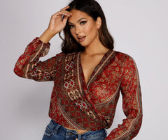 Bohemian Beauty Surplice Tie Back Top
