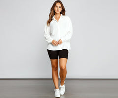 Büro-Chic-Bluse mit Kragen und Knöpfen