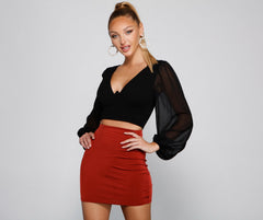 Chic Look Chiffon Sleeve Crop Top