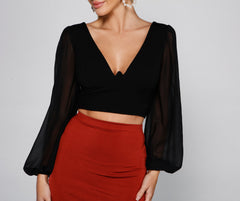 Chic Look Chiffon Sleeve Crop Top