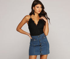 Bodysuit aus gewellter Spitze