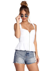 Top peplum con cremallera
