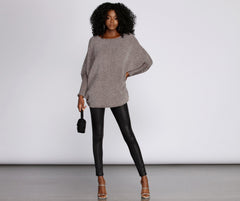 Suéter de chenilla con cuello barco