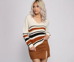 Suéter de punto con espalda enrejada y rayas atrevidas