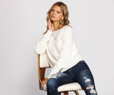 Suéter de cuello redondo acanalado Stay Cozy