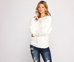 Suéter de cuello redondo acanalado Stay Cozy