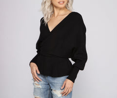 Suéter peplum acogedor e informal