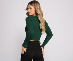 Cárdigan corto de punto acanalado con botones