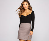 Body de manga larga de punto acanalado