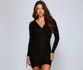 Chic Silhouette Ribbed Knit Mini Dresses