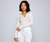 Top de canalé elegante con cuello