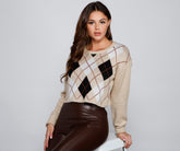 Suéter corto con rombos Seasons Change