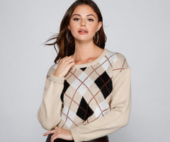 Suéter corto con rombos Seasons Change