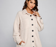 Cozy Days Sherpa Longline Shacket