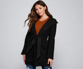 Belted Sophistication Faux Wool Coat