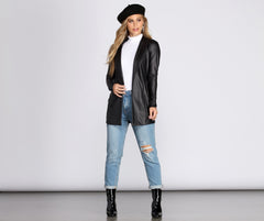 Classic Faux Leather Blazer