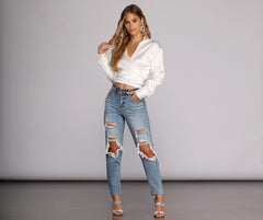 Blusa corta de satén Smooth Moves