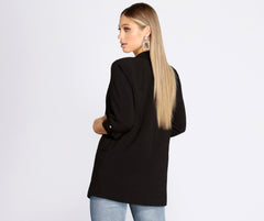 Übergroßer gewebter Boyfriend-Blazer