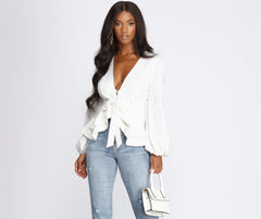 Simply Irresistible Zip Front Ruffled Blouse
