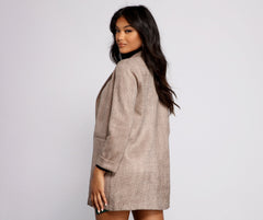 Preppy-karierter Blazer aus Wildlederimitat