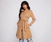 Belted Sophistication Crepe Trench Dresses