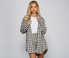 Preppy And Cute Lange karierte Hemdjacke