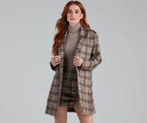 Clueless In Plaid Faux Suede Trench