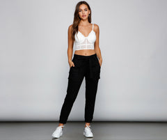 Basic und schicke Cargohose mit hoher Taille