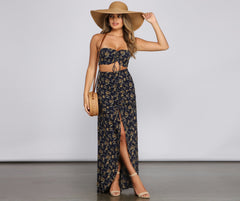 Falda larga con volantes y estampado floral