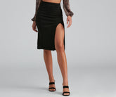 Faldas midi de ante sintético Slit Happens