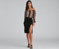 Faldas midi de ante sintético Slit Happens