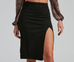 Faldas midi de ante sintético Slit Happens