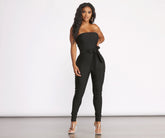 Ärmelloser Catsuit aus Twill mit Taillenschnürung