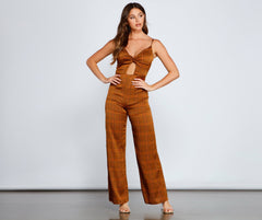 Karierter Perfection Jumpsuit mit verdrehter Vorderseite