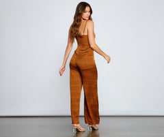Karierter Perfection Jumpsuit mit verdrehter Vorderseite
