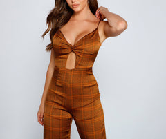 Karierter Perfection Jumpsuit mit verdrehter Vorderseite