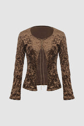 Lace Up Slit Long Sleeve Top