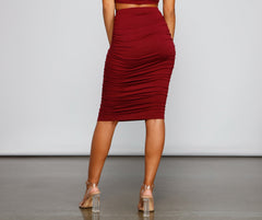 Chic And Basic Ruched Midi Skirts