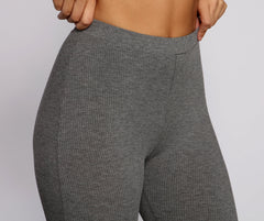 Leggings de cintura alta de punto acanalado