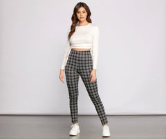 Preppy-Karierte Skinny-Hose