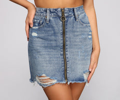 Distressed Drama Denim Minirock