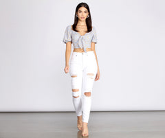 Vaqueros pitillo destruidos de tiro superalto Bella